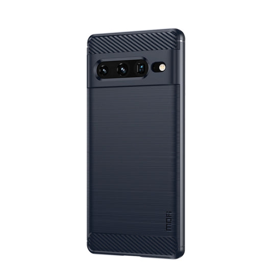 For Google pixel 7 Pro 5G MOFI Gentleness Series Brushed Texture Carbon Fiber TPU Phone Case(Blue) - Google Cases by MOFI | Online Shopping UK | buy2fix