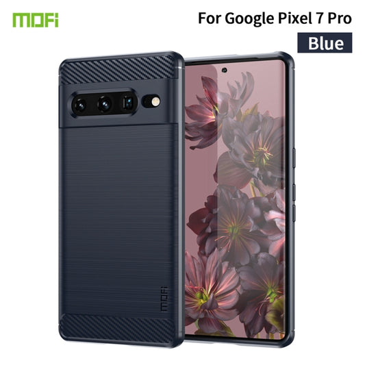 For Google pixel 7 Pro 5G MOFI Gentleness Series Brushed Texture Carbon Fiber TPU Phone Case(Blue) - Google Cases by MOFI | Online Shopping UK | buy2fix