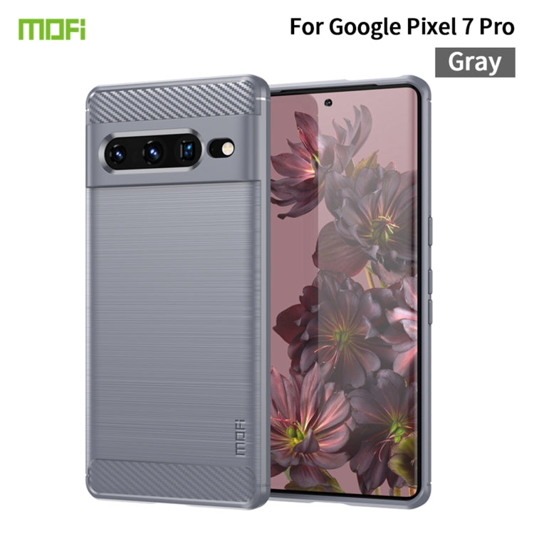 For Google pixel 7 Pro 5G MOFI Gentleness Series Brushed Texture Carbon Fiber TPU Phone Case(Gray) - Google Cases by MOFI | Online Shopping UK | buy2fix