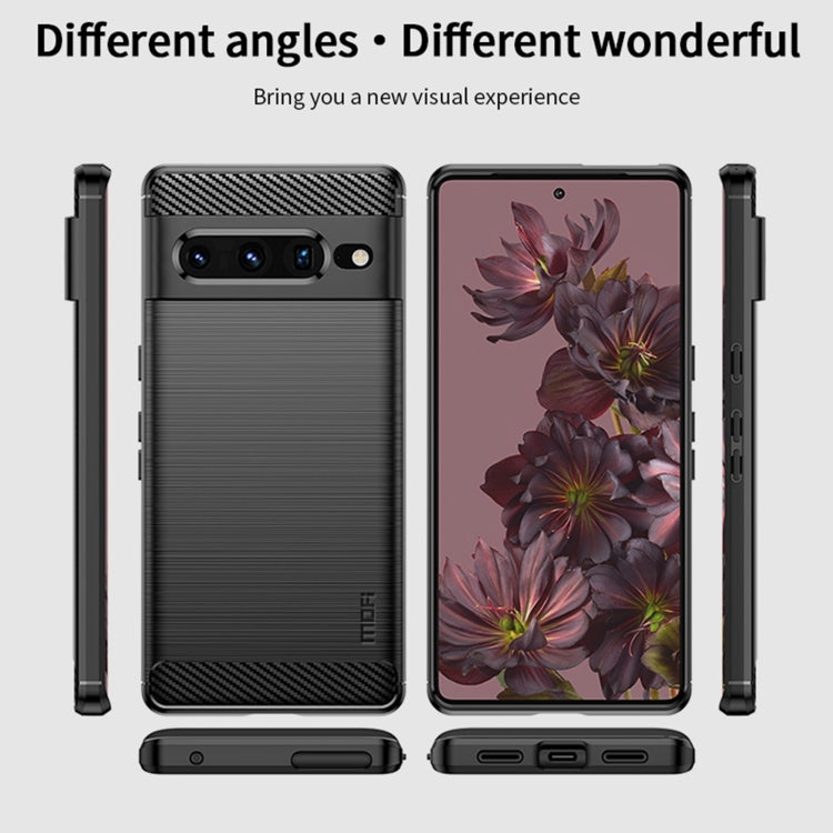 For Google pixel 7 Pro 5G MOFI Gentleness Series Brushed Texture Carbon Fiber TPU Phone Case(Gray) - Google Cases by MOFI | Online Shopping UK | buy2fix