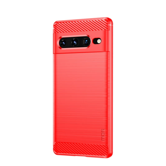 For Google pixel 7 Pro 5G MOFI Gentleness Series Brushed Texture Carbon Fiber TPU Phone Case(Red) - Google Cases by MOFI | Online Shopping UK | buy2fix
