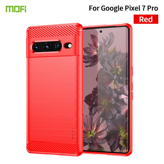 For Google pixel 7 Pro 5G MOFI Gentleness Series Brushed Texture Carbon Fiber TPU Phone Case(Red) - Google Cases by MOFI | Online Shopping UK | buy2fix
