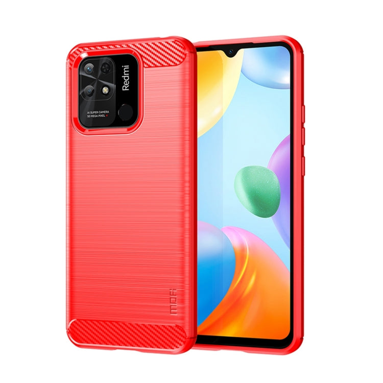 For Xiaomi Redmi 10C MOFI Gentleness Brushed Carbon Fiber Soft TPU Case(Red) - Xiaomi Cases by MOFI | Online Shopping UK | buy2fix