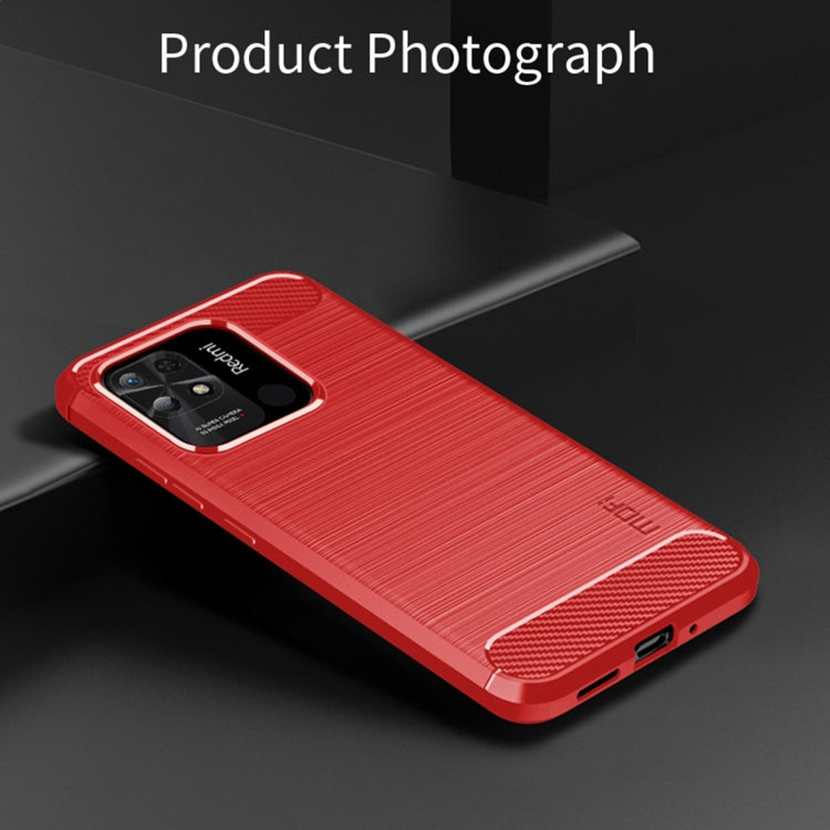 For Xiaomi Redmi 10C MOFI Gentleness Brushed Carbon Fiber Soft TPU Case(Red) - Xiaomi Cases by MOFI | Online Shopping UK | buy2fix