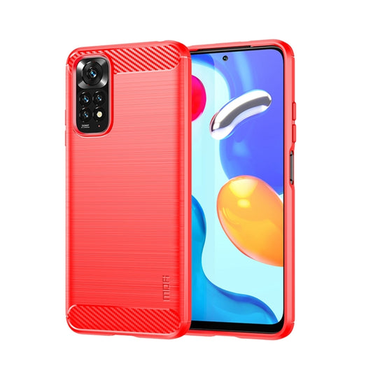 For Xiaomi Redmi Note 11 4G Global / Note 11S 4G MOFI Gentleness Brushed Carbon Fiber TPU Case(Red) - Xiaomi Cases by MOFI | Online Shopping UK | buy2fix
