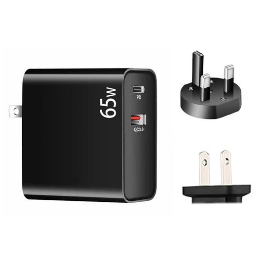 PD-65W USB-C / Type-C + QC3. 0 USB Laptop Charging Adapter + 1.8m USB-C / Type-C to MagSafe 1 / L Head Data Cable, UK Plug / US Plug(Black) - Cable & Adapter by buy2fix | Online Shopping UK | buy2fix
