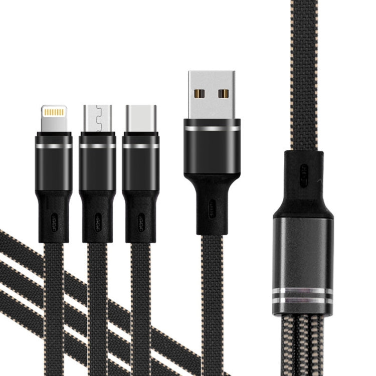 XJ-76 40W 5A 3 in 1 USB to 8 Pin + Type-C + Micro USB Super Flash Charging Cable, Length: 1.18m(Black) by buy2fix
