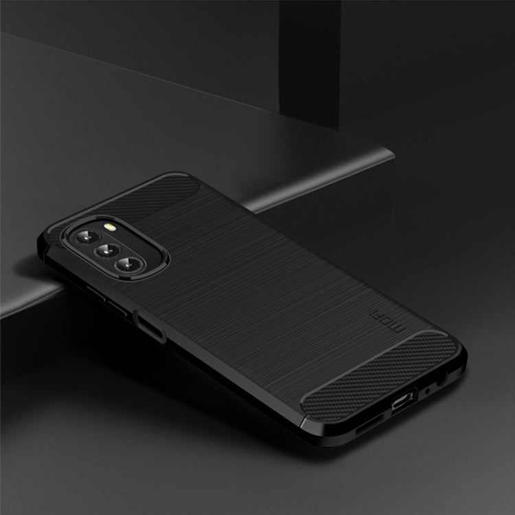 For Motorola Moto G 5G 2022 MOFI Gentleness Series Brushed Texture Carbon Fiber TPU Phone Case(Black) - Motorola Cases by MOFI | Online Shopping UK | buy2fix