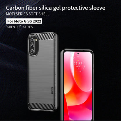 For Motorola Moto G 5G 2022 MOFI Gentleness Series Brushed Texture Carbon Fiber TPU Phone Case(Black) - Motorola Cases by MOFI | Online Shopping UK | buy2fix