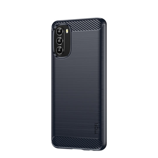For Motorola Moto G 5G 2022 MOFI Gentleness Series Brushed Texture Carbon Fiber TPU Phone Case(Blue)