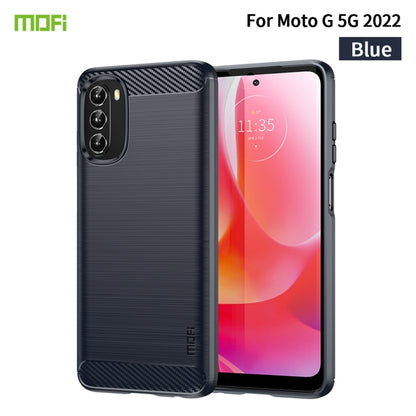 For Motorola Moto G 5G 2022 MOFI Gentleness Series Brushed Texture Carbon Fiber TPU Phone Case(Blue) - Motorola Cases by MOFI | Online Shopping UK | buy2fix
