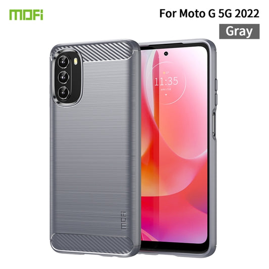 For Motorola Moto G 5G 2022 MOFI Gentleness Series Brushed Texture Carbon Fiber TPU Phone Case(Gray) by MOFI
