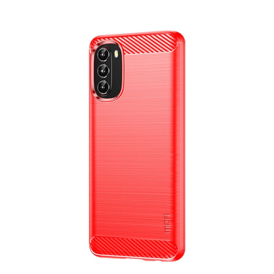 For Motorola Moto G 5G 2022 MOFI Gentleness Series Brushed Texture Carbon Fiber TPU Phone Case(Red)