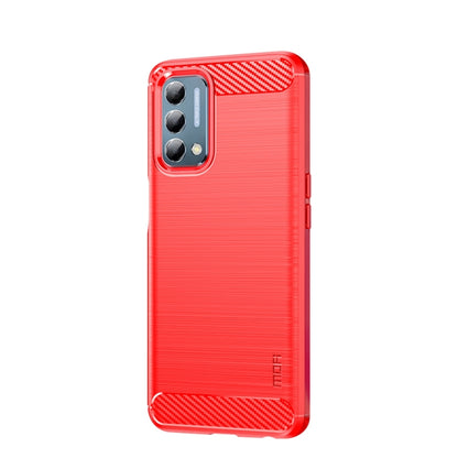 For Oneplus Nord N200 5G MOFI Gentleness Series Brushed Texture Carbon Fiber Soft TPU Phone Case(Red) - OnePlus Cases by MOFI | Online Shopping UK | buy2fix