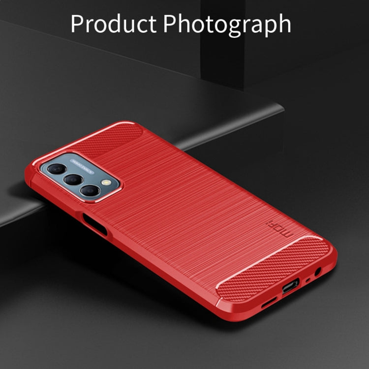 For Oneplus Nord N200 5G MOFI Gentleness Series Brushed Texture Carbon Fiber Soft TPU Phone Case(Red) - OnePlus Cases by MOFI | Online Shopping UK | buy2fix
