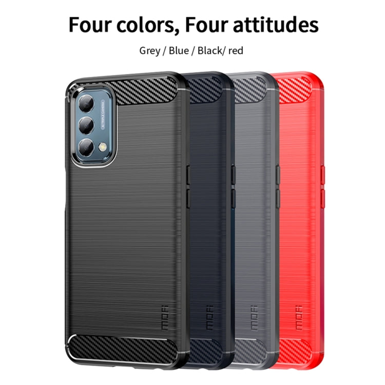 For Oneplus Nord N200 5G MOFI Gentleness Series Brushed Texture Carbon Fiber Soft TPU Phone Case(Red) - OnePlus Cases by MOFI | Online Shopping UK | buy2fix