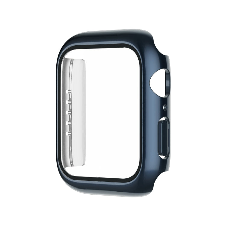 Electroplating Monochrome PC+Tempered Film Watch Case For Apple Watch Series 9 / 8 / 7 41mm(Blue) - Watch Cases by buy2fix | Online Shopping UK | buy2fix