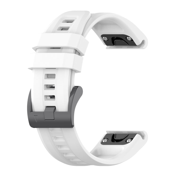 For Garmin Fenix 5X Plus 26mm Silicone Sport Pure Color Watch Band(White) - Watch Bands by buy2fix | Online Shopping UK | buy2fix