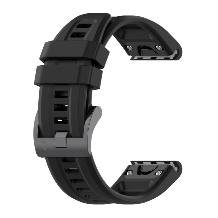 For Garmin Fenix 5X Plus 26mm Silicone Sport Pure Color Watch Band(Black) - Watch Bands by buy2fix | Online Shopping UK | buy2fix