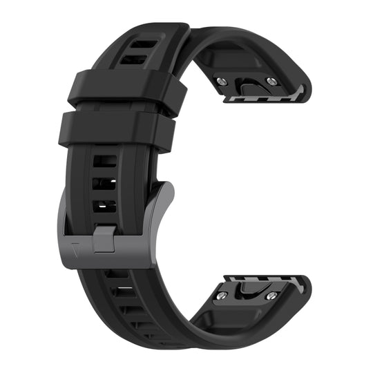 For Garmin Fenix 5X Plus 26mm Silicone Sport Pure Color Watch Band(Black)