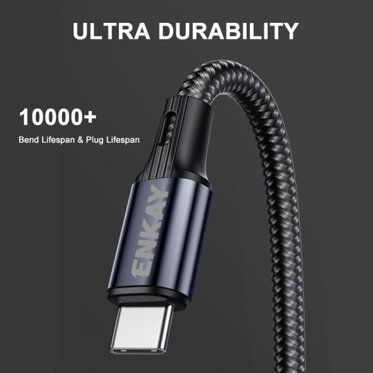 ENKAY PD 20W 3A USB-C / Type-C to 8 Pin Elbow Fast Charging Nylon Braided Data Cable, Length:2m(Black) by ENKAY