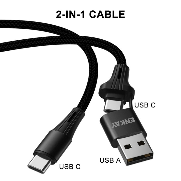 ENKAY PD100W 2 in 1 USB-A / USB-C to Type-C 5A Fast Charging Cable, Length: 1m by ENKAY