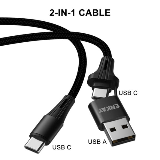 ENKAY PD100W 2 in 1 USB-A / USB-C to Type-C 5A Fast Charging Cable, Length: 1m by ENKAY
