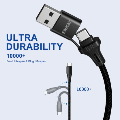 ENKAY PD100W 2 in 1 USB-A / USB-C to Type-C 5A Fast Charging Cable, Length: 1m by ENKAY