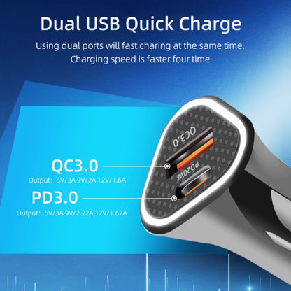 TE-P23 38W PD USB-C / Type-C + QC3. 0 USB Triangle Car Charger + USB-C / Type-C to USB-C / Type-C Data Cable, Length: 1m(Black) - Car Charger by buy2fix | Online Shopping UK | buy2fix