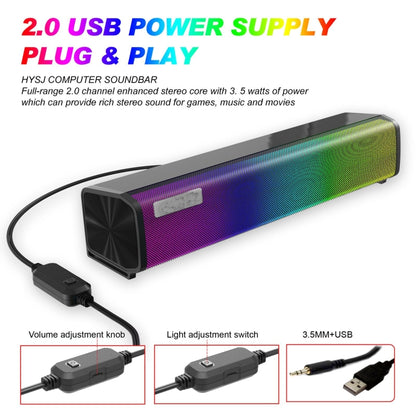 Q9 10W USB Soundbar Home Theater PC Surround Sound Box Wired Computer Speaker with RGB Light by buy2fix