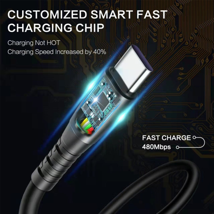 USB to Type-C 1.5m Spring Telescopic Mobile Phone Fast Charging Data Cable - USB-C & Type-C Cable by buy2fix | Online Shopping UK | buy2fix