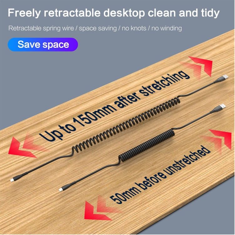 USB to Micro USB 1.5m Spring Telescopic Mobile Phone Fast Charging Data Cable by buy2fix