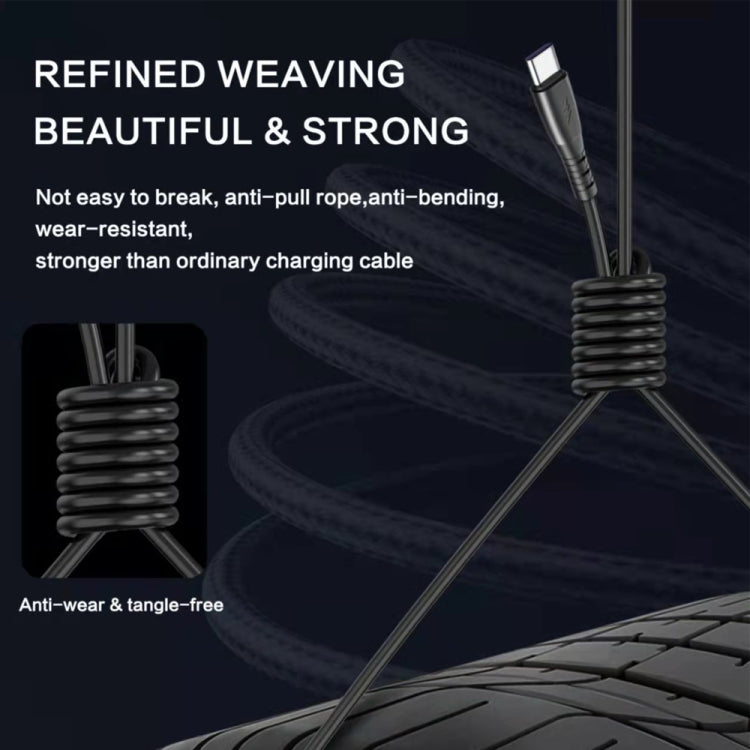 USB to Micro USB 1.5m Spring Telescopic Mobile Phone Fast Charging Data Cable by buy2fix