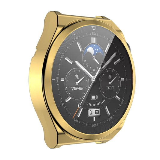 For Huawei Watch GT 3 Pro 46mm ENKAY Full Coverage Electroplated Soft TPU Case with Screen Protection(Golden) by ENKAY