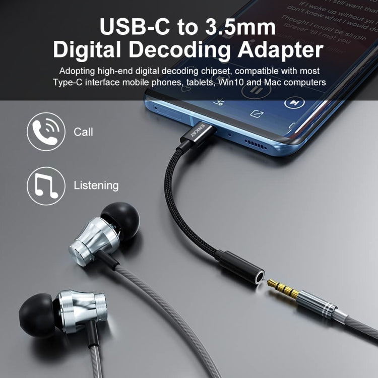 ENKAY USB-C / Type-C to 3.5mm Nylon Braided Aux Adapter Digital Decoding Audio Cable by ENKAY