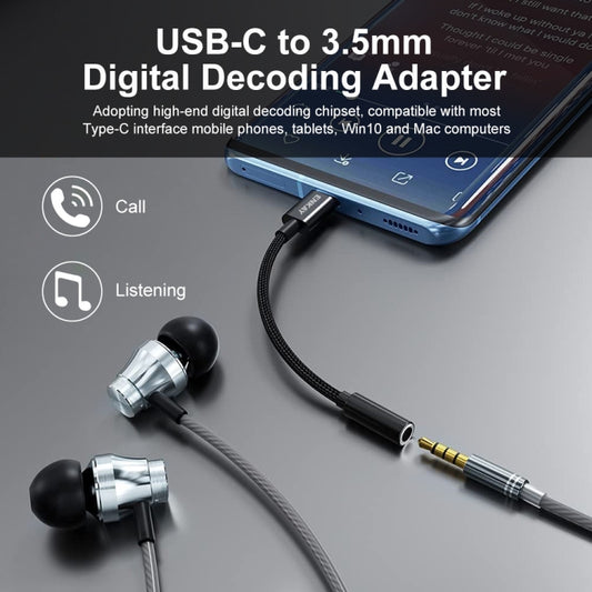 ENKAY USB-C / Type-C to 3.5mm Nylon Braided Aux Adapter Digital Decoding Audio Cable by ENKAY