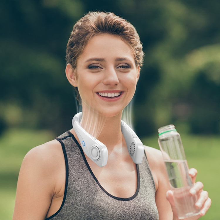 Aromatherapy Leafless Cooling Hanging Neck Fan Mini USB Portable Fan(White) by buy2fix