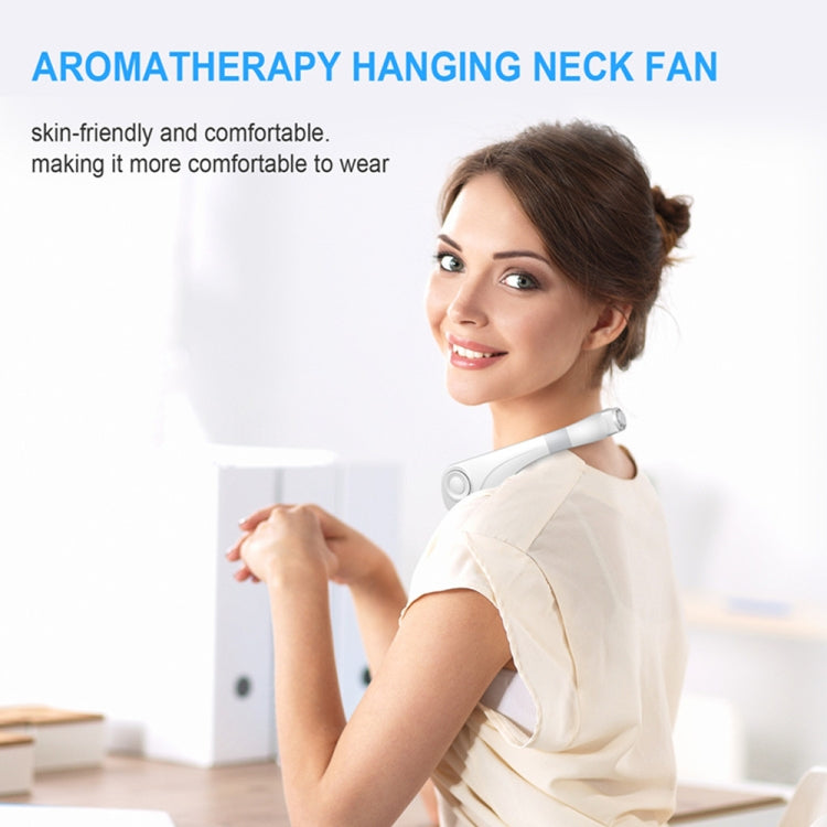 Aromatherapy Leafless Cooling Hanging Neck Fan Mini USB Portable Fan(White) by buy2fix