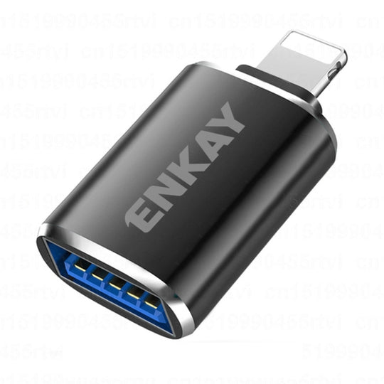 ENKAY ENK-AT110 8 Pin Male to USB 3.0 Female Aluminium Alloy OTG Adapter(Black)