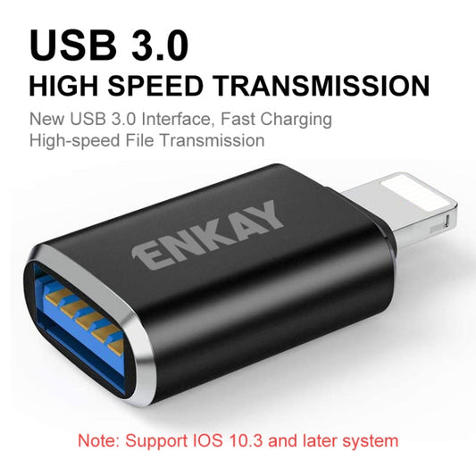 ENKAY ENK-AT110 8 Pin Male to USB 3.0 Female Aluminium Alloy OTG Adapter(Black) - Converter & Adapter by ENKAY | Online Shopping UK | buy2fix