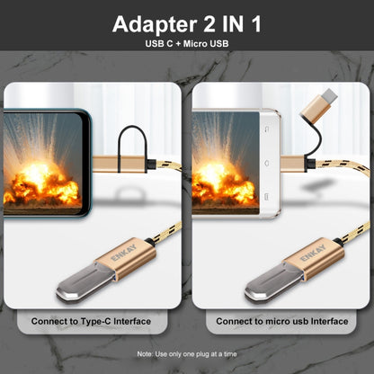 ENKAY ENK-AT113 2 in 1 Type-C / Micro USB to USB 3.0 Nylon Braided OTG Adapter Cable(Gold) - OTG Adapter by ENKAY | Online Shopping UK | buy2fix