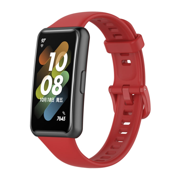 For Huawei Band 7 Solid Color Silicone Watch Band(Red) by buy2fix