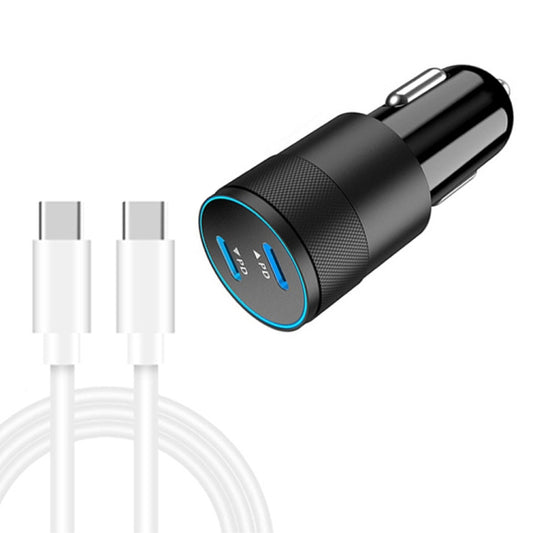 Dual PD 3.0 40W Type-C Car charger with 1m Type-C to Type-C Data Cable(Black) - Car Charger by buy2fix | Online Shopping UK | buy2fix