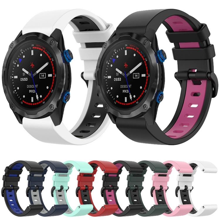 For Garmin Descent MK2i 26mm Silicone Sports Two-Color Watch Band(White+Black) - Watch Bands by buy2fix | Online Shopping UK | buy2fix