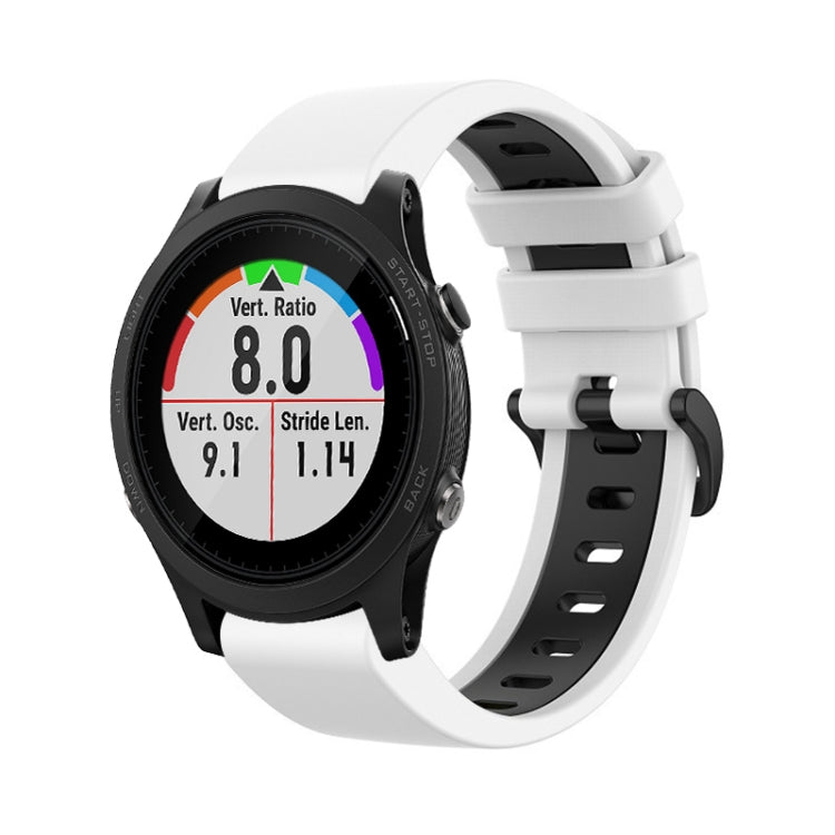 For Garmin Forerunner 935 22mm Silicone Sports Two-Color Watch Band(White+Black) - Watch Bands by buy2fix | Online Shopping UK | buy2fix