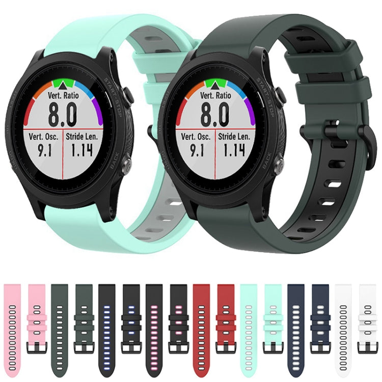 For Garmin Forerunner 935 22mm Silicone Sports Two-Color Watch Band(White+Black) - Watch Bands by buy2fix | Online Shopping UK | buy2fix