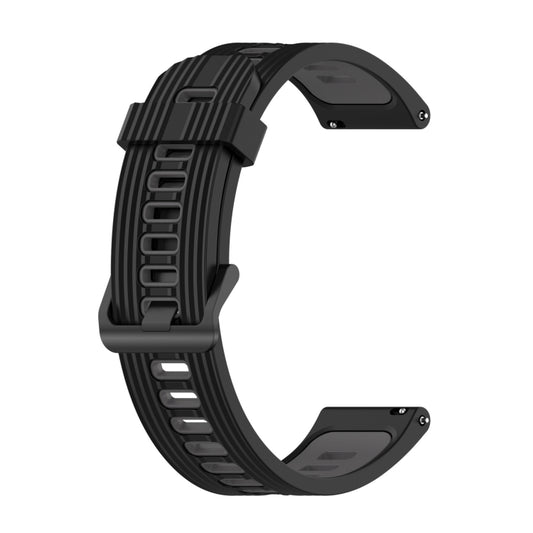 For Samsung Gear Sport 20mm Vertical Pattern Two-Color Silicone Watch Band(Black+Grey) - Watch Bands by buy2fix | Online Shopping UK | buy2fix