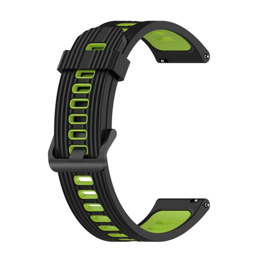 For Samsung Gear Sport 20mm Vertical Pattern Two-Color Silicone Watch Band(Black+Green) - Watch Bands by buy2fix | Online Shopping UK | buy2fix