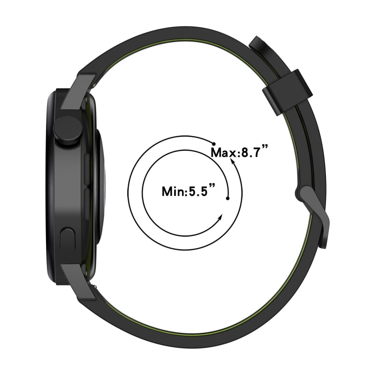 For Samsung Gear Sport 20mm Vertical Pattern Two-Color Silicone Watch Band(Black+Grey) - Watch Bands by buy2fix | Online Shopping UK | buy2fix