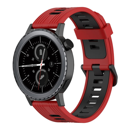 For Samsung Gear S2 Classic 20mm Vertical Pattern Two-Color Silicone Watch Band(Red+Black) - Watch Bands by buy2fix | Online Shopping UK | buy2fix